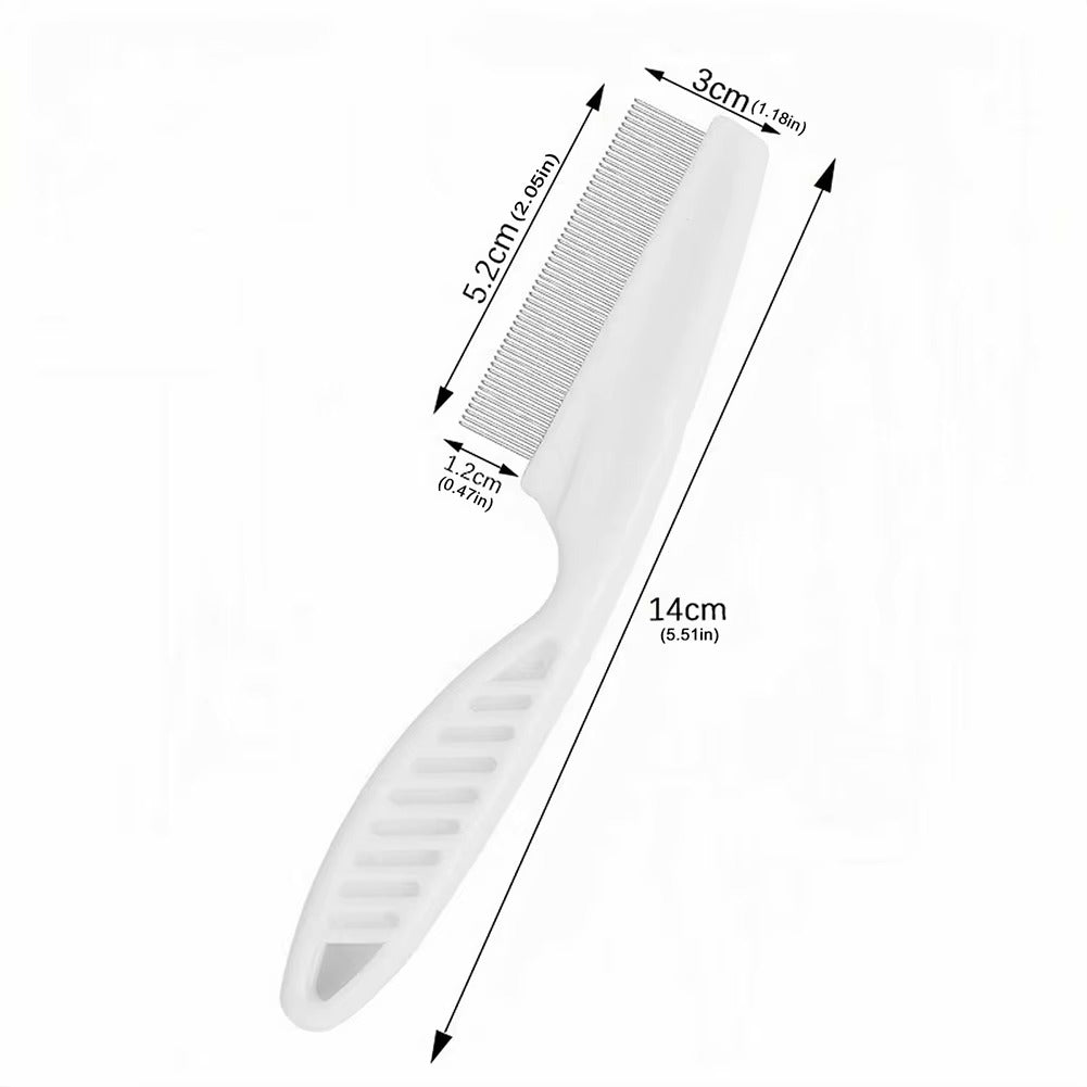 White comb with measurements on a white background